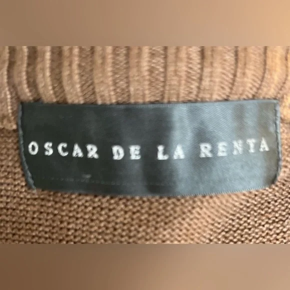 🤩  VINTAGE Oscar De La Renta Vest Mens Brn Cable Knit Sleeveless Button Grandpa - Picture 5 of 8